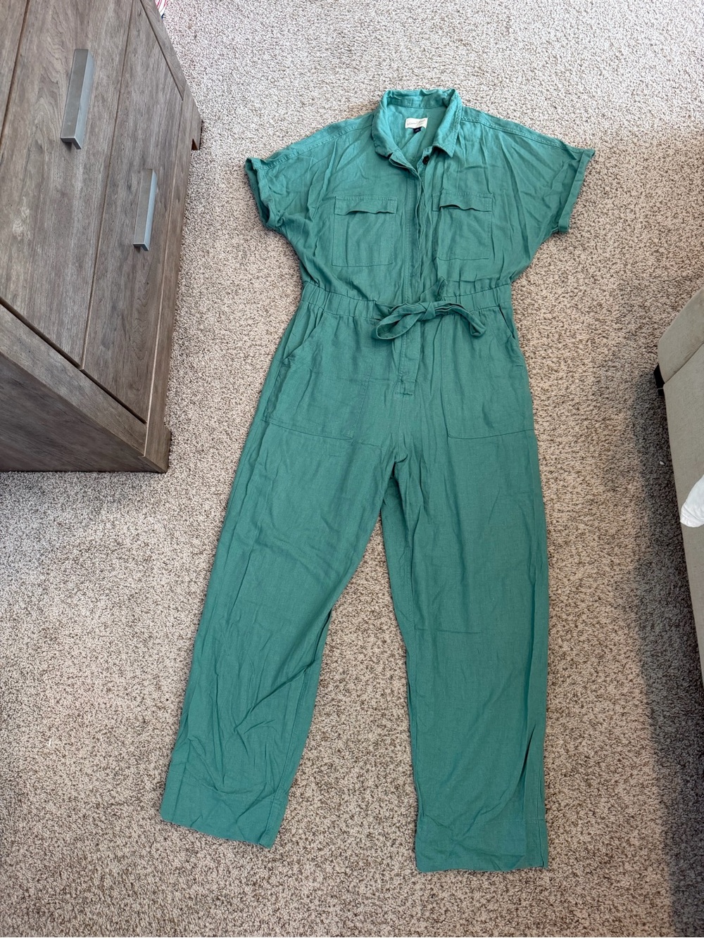 Universal Thread Teal Green Utility Jumpsuit with Tie Waist